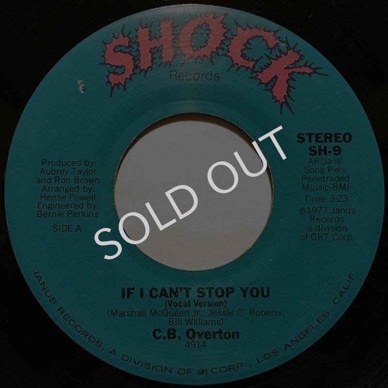 画像1: C.B. OVERTON - IF I CAN'T STOP YOU (VOCAL VERSION) / IF I CAN'T STOP YOU (INSTRUMENTAL VERSION) (1)