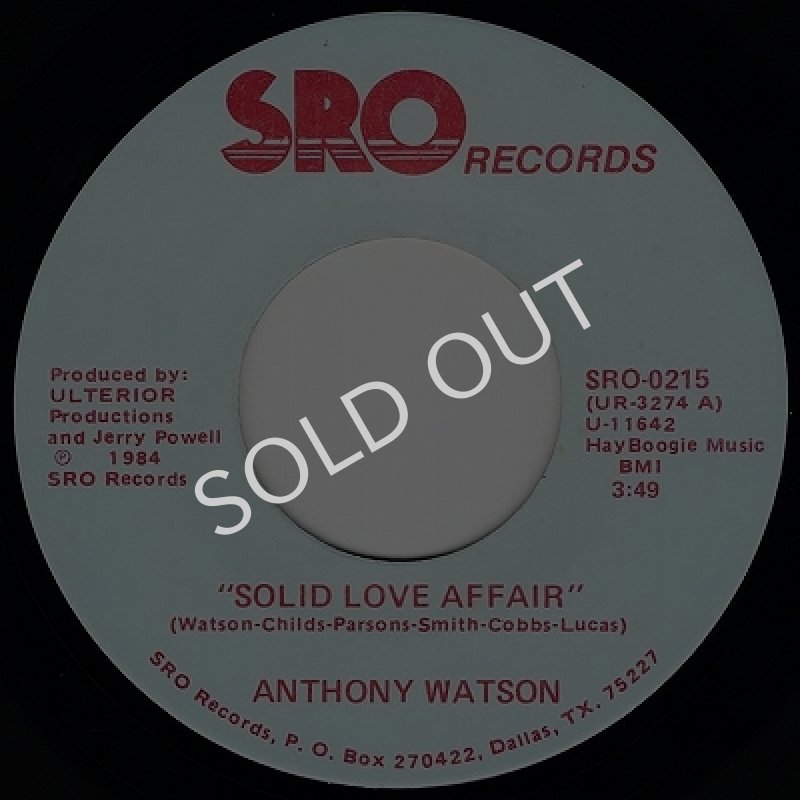 画像1: ANTHONY WATSON - SOLID LOVE AFFAIR / I CAN'T STOP THIS FEELING  (1)