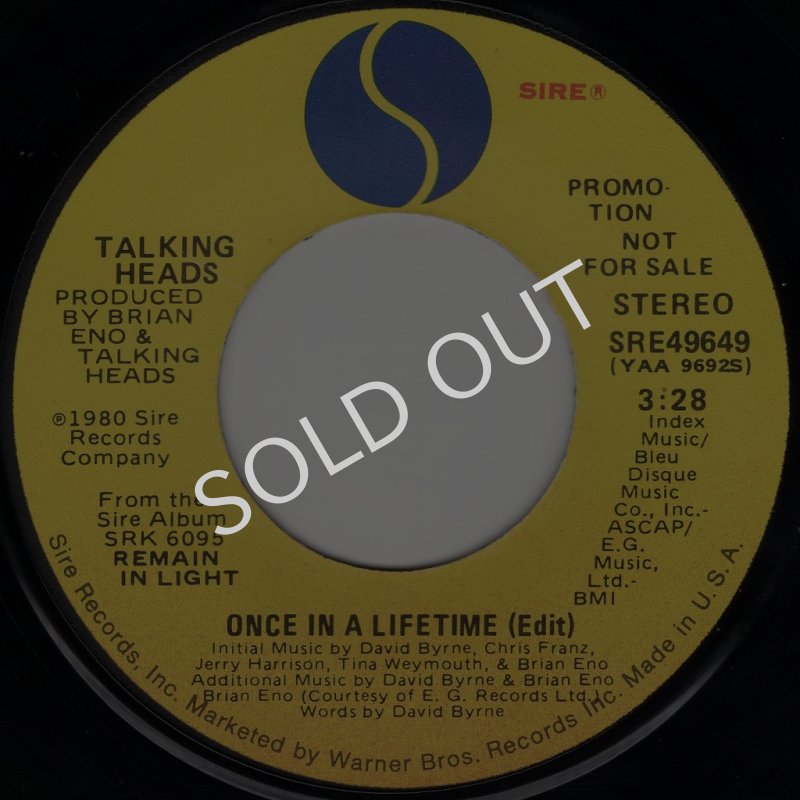 画像1: TALKING HEADS - ONCE IN A LIFETIME (EDIT) (STEREO) / ONCE IN A LIFETIME (EDIT) (MONO)  (1)