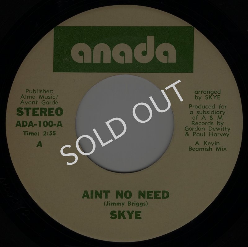 画像1: SKYE - AIN'T NO NEED / AIN'T NO NEED (DANCE)  (1)