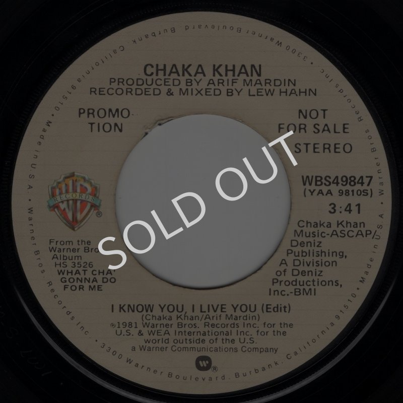 画像1: CHAKA KHAN - I KNOW YOU, I LIVE YOU (EDIT) (STEREO) / I KNOW YOU, I LIVE YOU (EDIT) (MONO)   (1)