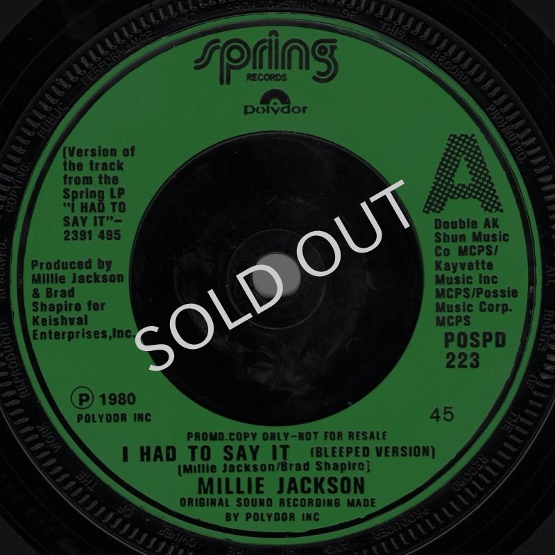 画像1: MILLIE JACKSON - I HAD TO SAY IT (BLEEDPED VERSION) / I HAD TO SAY IT  (1)