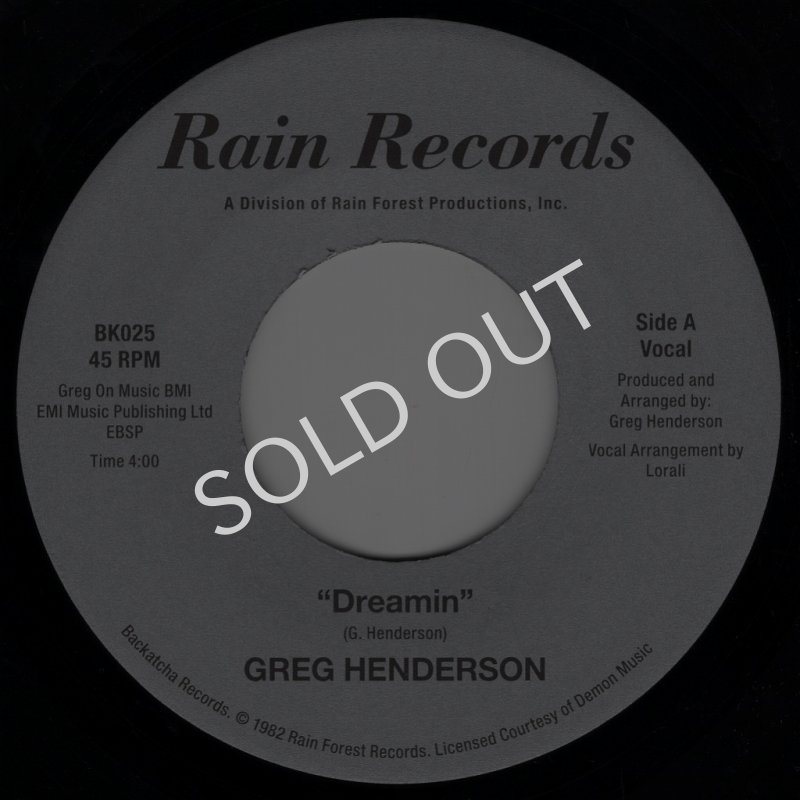 画像1: (REISSUE) GREG HENDERSON - DREAMIN (VOCAL) / DREAMIN (INSTRUMENTAL)  (1)