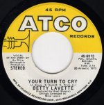 画像1: BETTY LAVETTE ‎- YOUR TURN TO CRY / SOUL TAMBOURINE  (1)