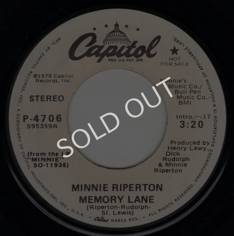 画像1: MINNIE RIPERTON - MEMORY LANE (STEREO) / MEMORY LANE (MONO)  (1)