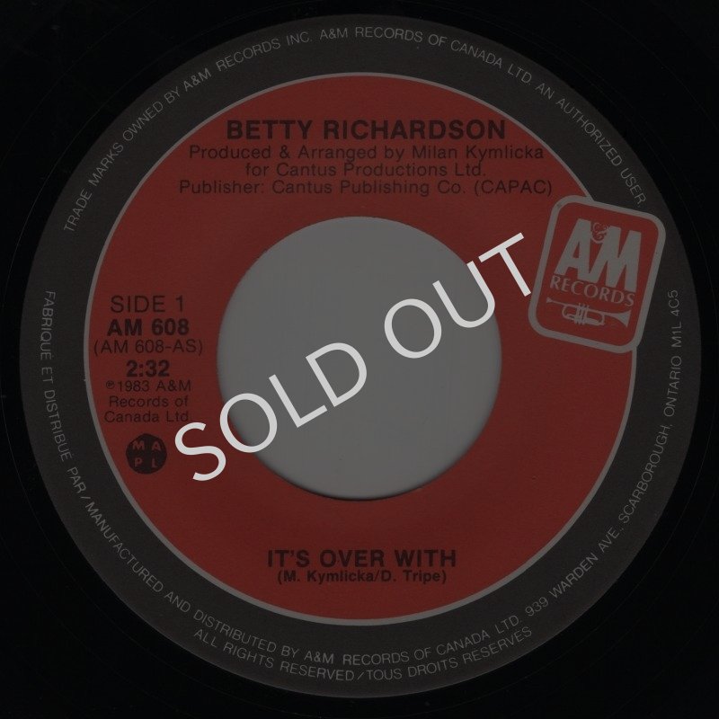 画像1: BETTY RICHARDSON - IT'S OVER WITH / SPECIAL LOVE  (1)